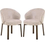 Denver Beige Fabric Dining Chairs With Oak Legs In Pair