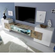 Nevaeh White High Gloss TV Stand 2 Doors In Pero With LED