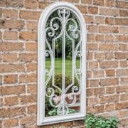 Rupert Outdoor Arched Gatehouse Mirror In White