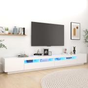 Krakow Large Wooden TV Stand In White With LED