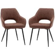 Ivoryton Brown Leather Dining Chairs With Black Legs In Pair