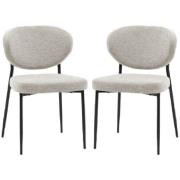 Olney Natural Fabric Dining Chairs With Metal Frame In Pair