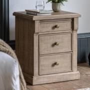 Valletta Wooden Bedside Cabinet With 3 Drawers In Natural