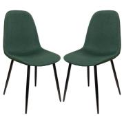 Simons Green Fabric Dining Chairs In Pair