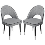 Casey Hounds Tooth Fabric Dining Chairs In Pair