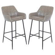 Felton Taupe PU Leather Bar Stools In Pair