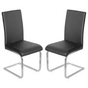 Breccia Black PU Leather Dining Chairs In Pair