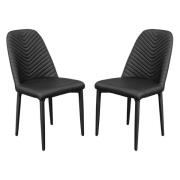 Riverside Black PU Leather Dining Chairs In Pair