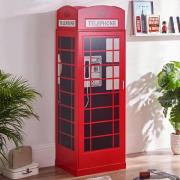 Tifton Wooden Telephone Box Wardrobe With 1 Door In Red