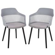 Altona Grey Plastic Dining Chairs With Fabric Seat In Pair