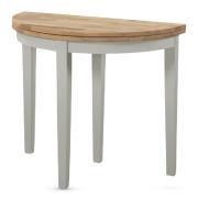 Alcor Wooden Half Moon Console Table In Oak And Grey