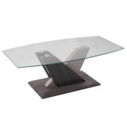Zanesville Clear Glass Coffee Table With Dark Grey Wooden Base
