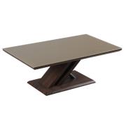 Cudahy Khaki Glass Coffee Table With Dark Wooden Base
