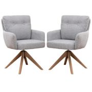 Petaluma Silver Grey Fabric Dining Chairs With Oak Legs In Pair