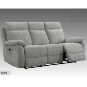 Caguas Fabric Electric Recliner 3 Seater Sofa In Taupe