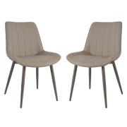 Solomona Champagne PU Leather Dining Chairs In Pair