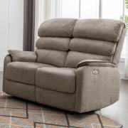 Sanur Fabric Electric Recliner 2 Seater Sofa In Taupe