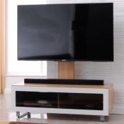 Muncie Small Wooden TV Stand With Metal Bracket In Light Oak